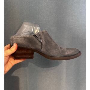 BORN Women's 8.5 Suede Heeled Mule Grayish Blue Slip On Comfort Shoe